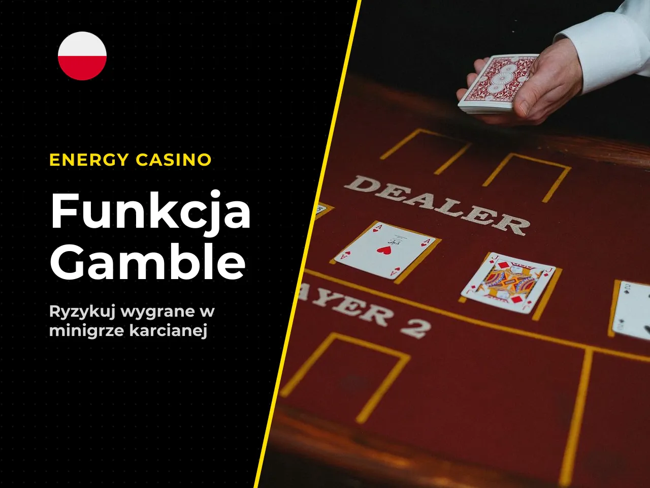 Funkcja Gamble (Ryzyko) — jak podwoić wygrane. Po każdej wygranej kombinacji na ekranie pojawia się opcja „Gamble" — minigra karciana, w której ryzykujesz obecny zysk: - **Odgadnięcie koloru karty** (